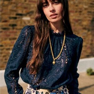 Sézane Valentine blouse navy